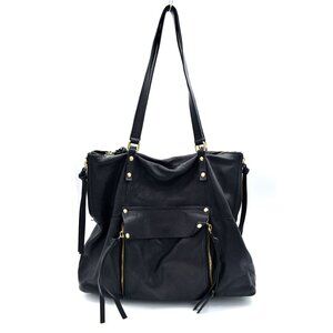 Kooba Black Leather Shoulder Tote Bag